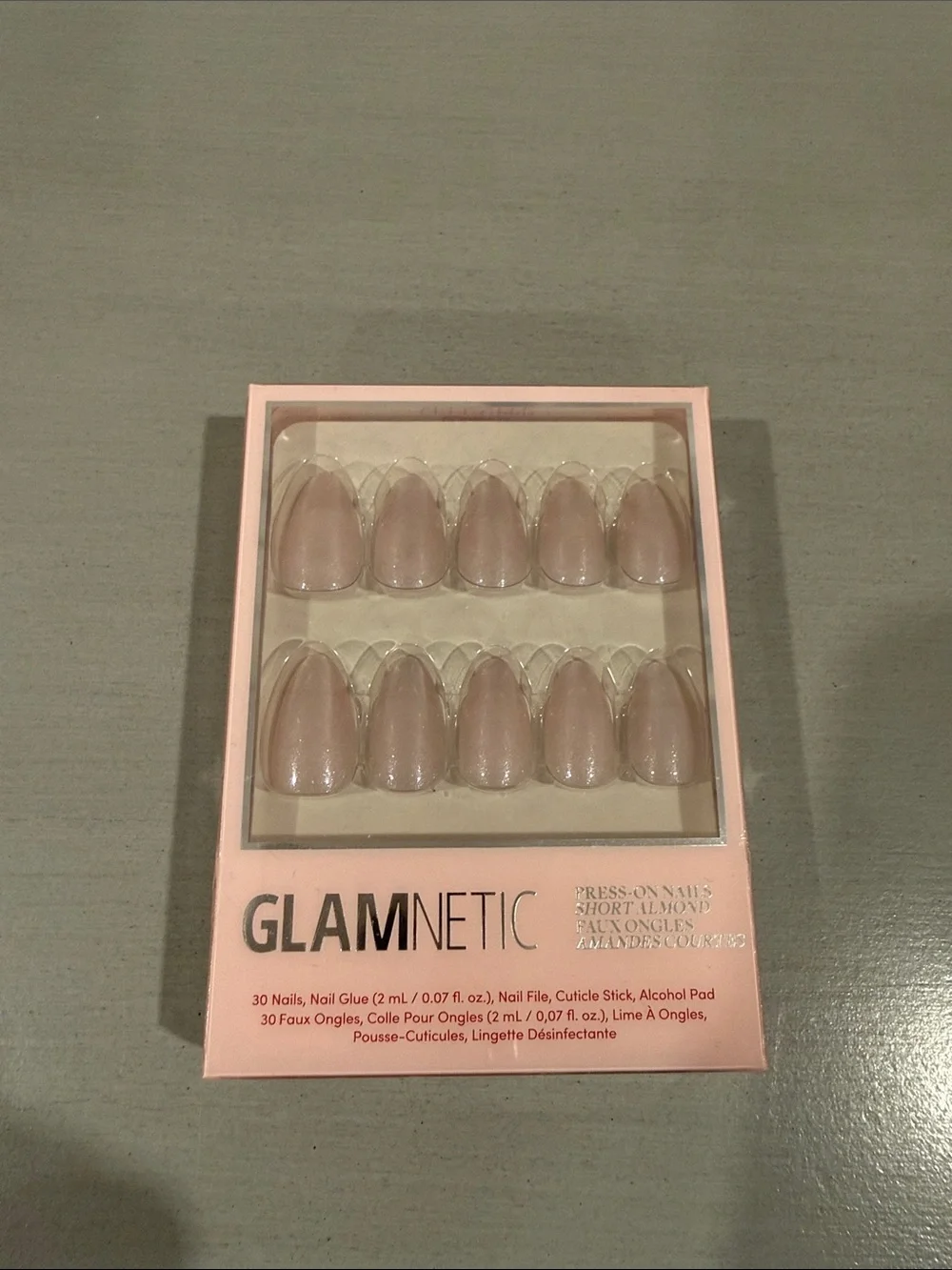 GLAMNETIC Nude Press-On Short Almond Nails - 30 Pack